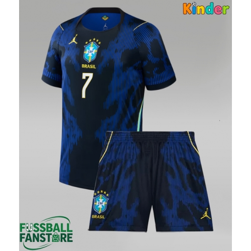 Brasilien Vinicius Junior #7 Replik Auswärtstrikot Kinder WM 2026 Kurzarm (+ Kurze Hosen)